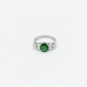 Green Emerald Diamond Ring