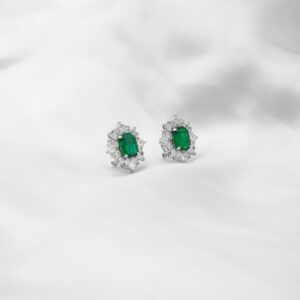 Green Emerald Diamond Earrings